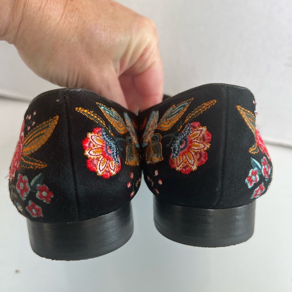 Johnny was Bianca loafers embroidered flowers suede flat shoes - Picture 6 of 11